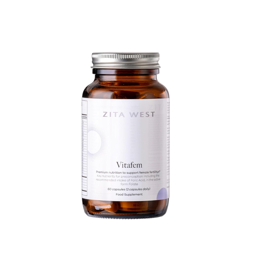 Zita West Vitafem Premium Ferttitude Supplement for Women - Prenatal Vitamins with Folate for Preconception Support - 60 Capsules (1 Ay Supply)