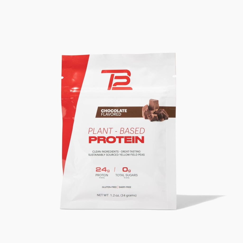 TB12 Bitki bazlı Protein Tozu Tom Brady, 24g of Vegan Pea protein, Low Sugar, Low Carb, Non-GMO, Meal Change, Keto Friendly, Paleo, Sugar Free, Chocolate Flavor (1.12 Ounce / 12 Pack)