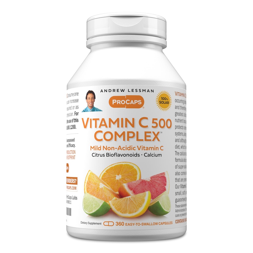 ANDREW LESSMAN Vitamin C 500 Kompleksi 360 Capsules - Non-Acidic Vitamin C Plus Citrus Bioflavonoids for Immune System and Anti-Oxidant Support, No Stomach Upset, Easy Small to Swallow Capsules