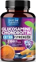 Glucosamine Chondroitin 2100 mg - 3X Güçlü Ortak Destek MSM, Glucosamine Sulfate, Turmeric, Boswellia, Quercetin for Cartilage, Flexability & Mobility, Şişed in USA, 180 Capsules