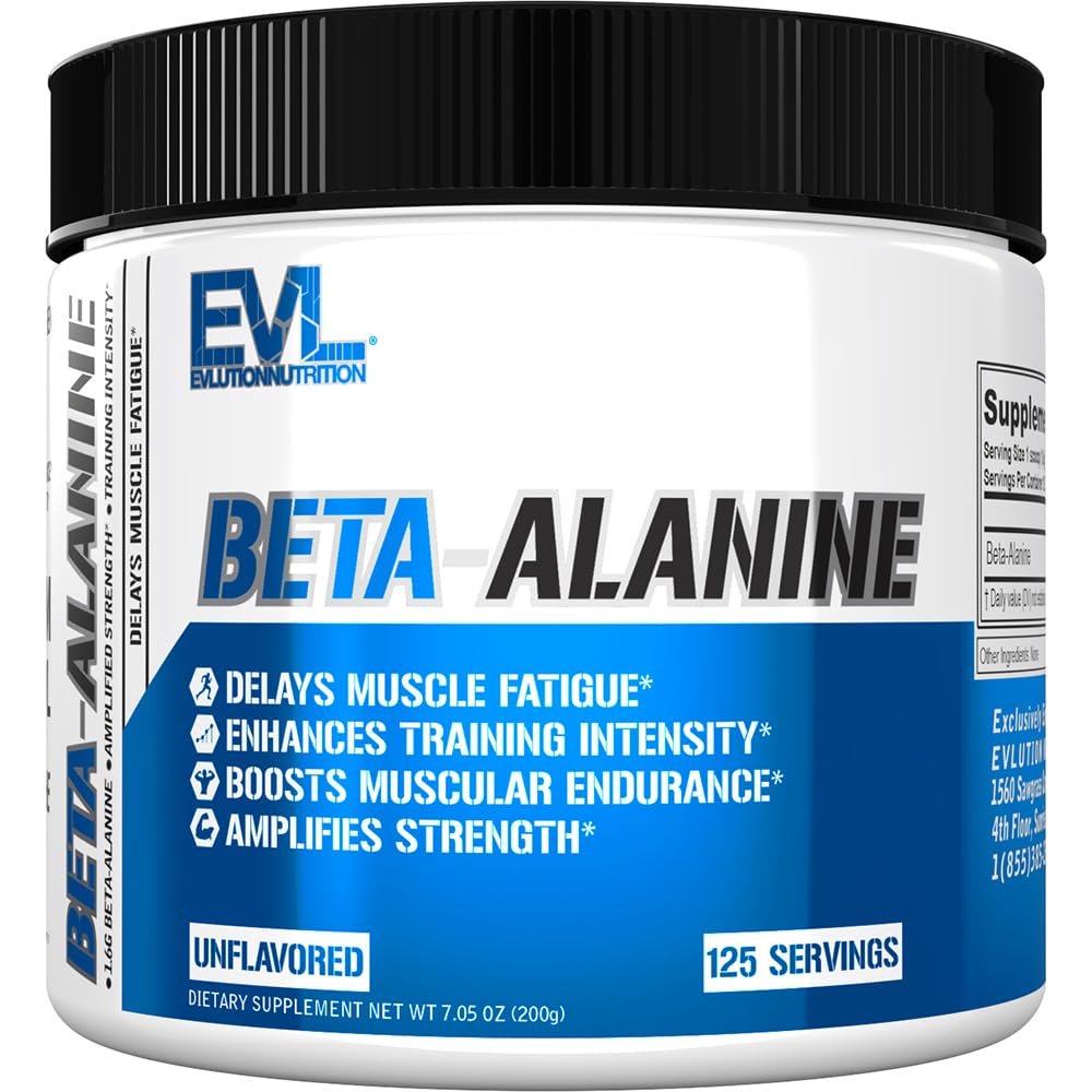 Evlution Beslenme Beta-Alanine - Destekler Kas Endurance, Intense Education & Strength - 1.6g Pure Beta-Alanine Per - Recovery - Diyetsel Supplement - Unflavored Toz - 125 Hizmet