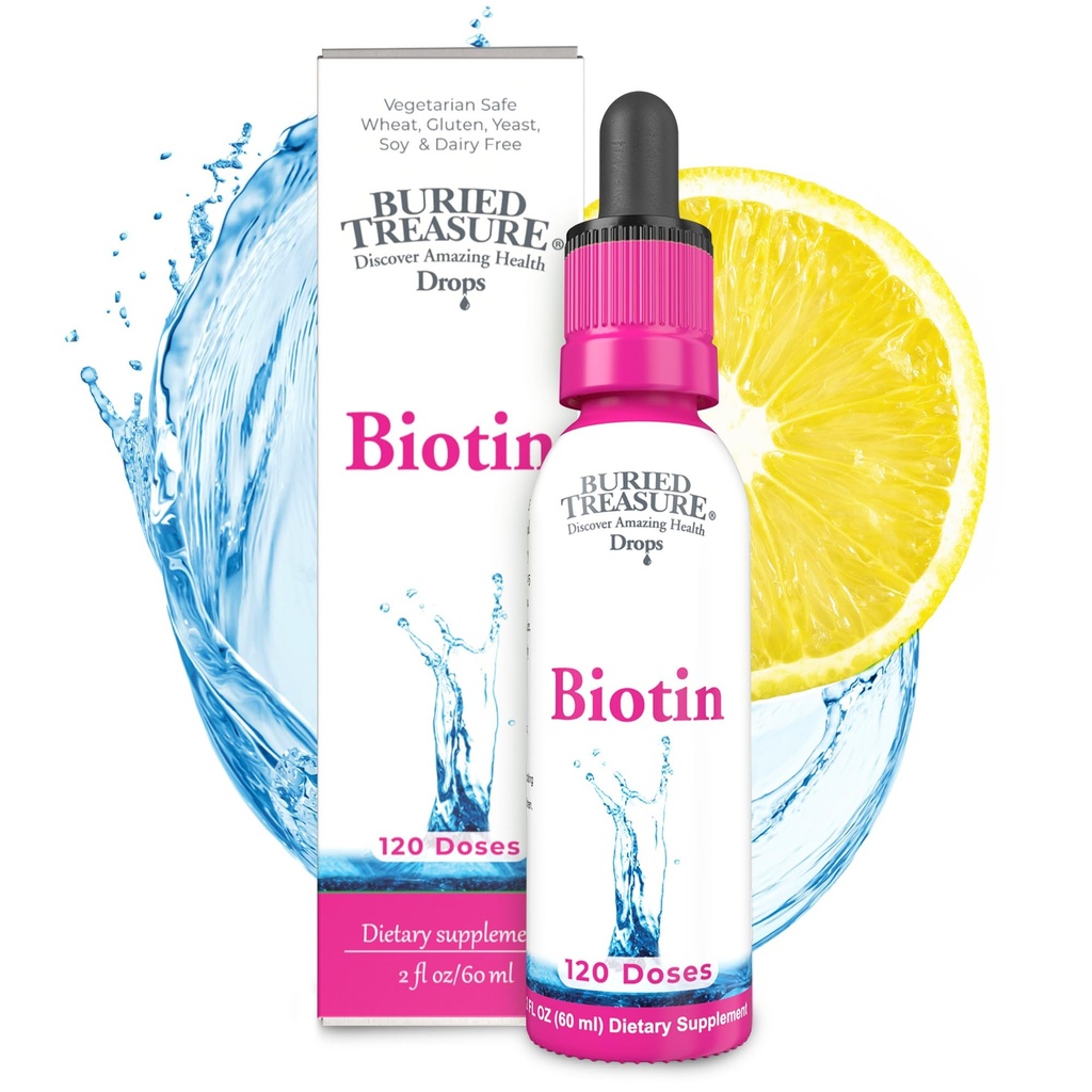 Buried Treasure Biotin Drops - 120 Hizmet, 2 oz, Saçları Destekler, Skin & Nails