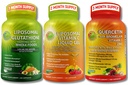 Günlük Immune & Antioxy Support Sche – Liposomal Vitamin C 1100 mg Sıvı Gel + Liposomal Glutathione 500 mg + Quercetin with Bromelain, çinko & Whole Food Mix - Non-GMO, Maximum