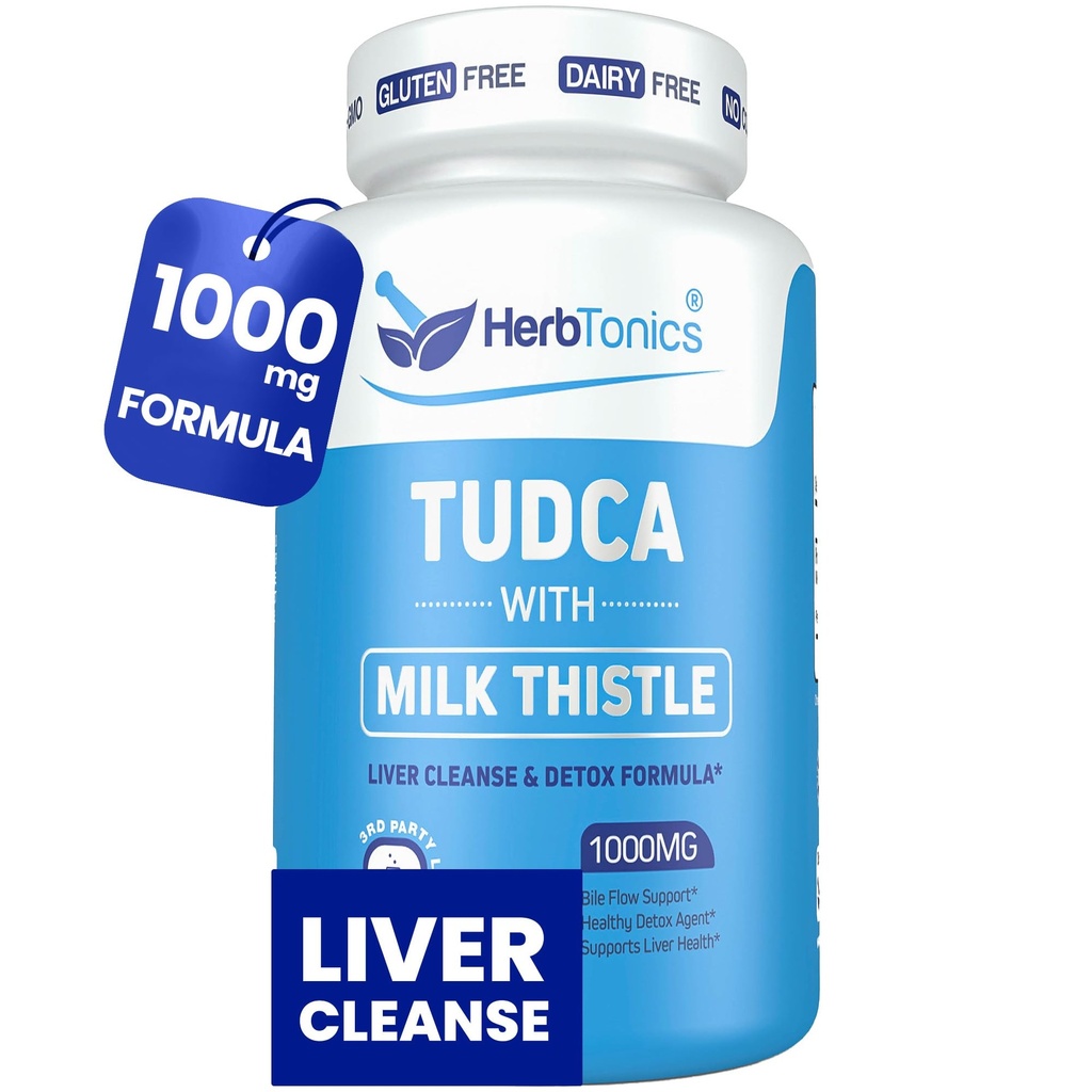 Herbtonics TUDCA 1000 mg Liver Detox & Gallbladder Desteği - Süt Butle & Pterostilbene Liver Cleanse, sağlıklı Bile Flow ve Digestive Health (60 Vegan Capsules) için iyileştirilmiş Bile Salt