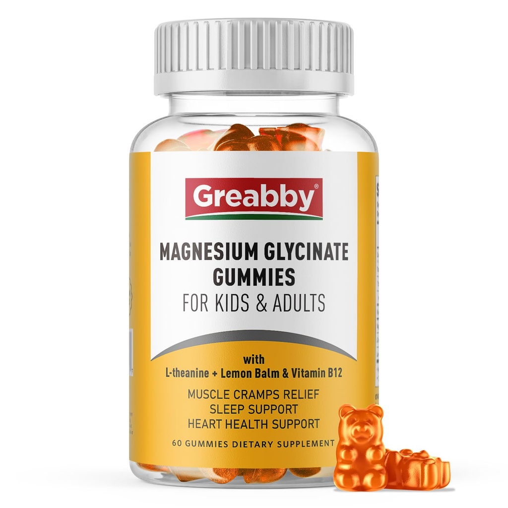 Çocuklar ve Yetişkinler için Magnezyum Glycinate Gummies - Magnezyum Glycinate 300 mg Chewable Supplement - Uyku, Kas, Rahatlama (60K)