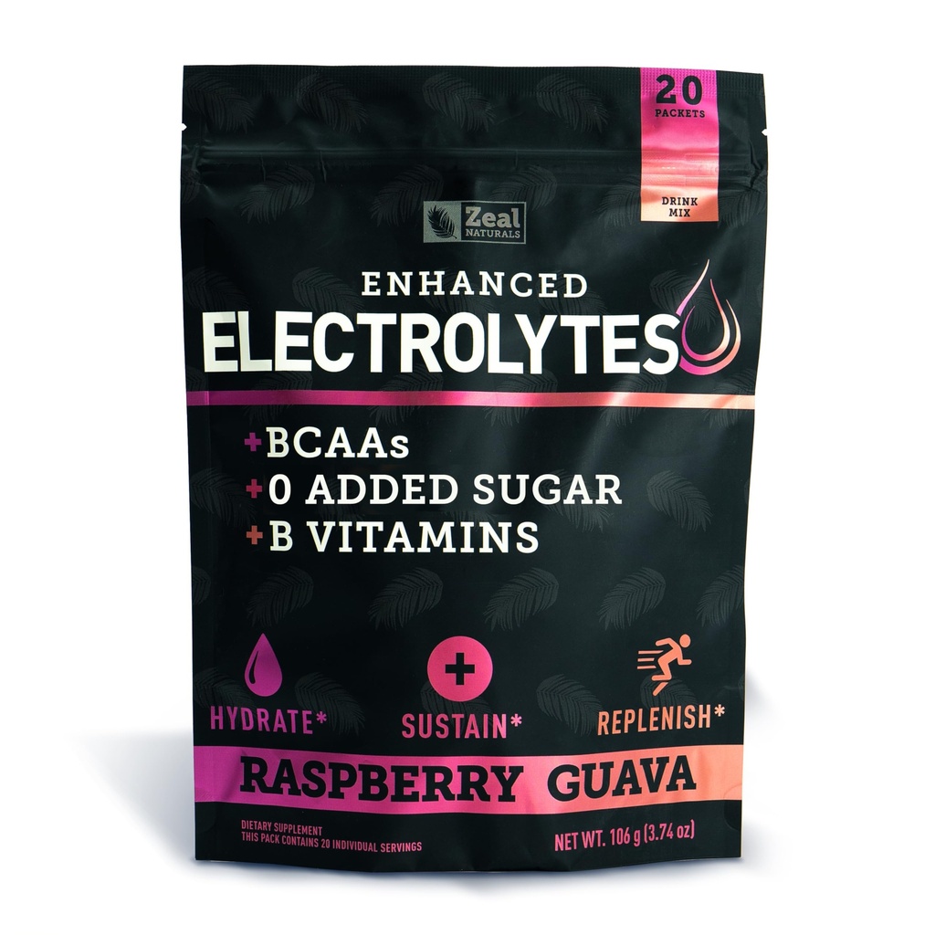 Gelişen Elektrolyte Toz Çelik Paketleri (Raspberry Guava | 20 Packets) w/ 0 Sugar +BCAAs +B-Vitamins Electrolyte Supplement w Pids Çinko & Magnezyum için - Keto Electrolytes