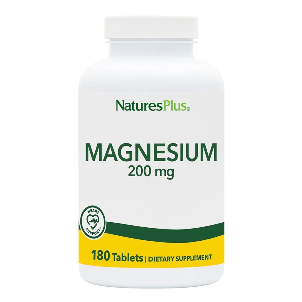 NaturesPlus Magnezyum - 200 mg, 180 Tablet - Vejetaryen, Gluten Free - 180 Servisler