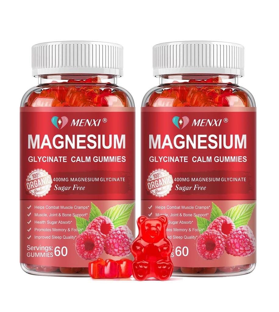 Magnezyum Gummies 600 mg per Service-Magnesium Glycinate 400 mg ve Magnezyum Malate 200 mg,Sugar Free Magnezyum P Properties Supplement for Calm Mood, Muscle, Bone & Energy Support,120 Raspberry Gummies