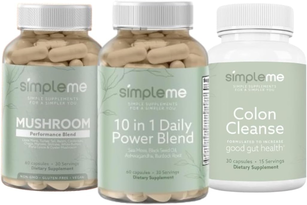 SIMP Sea Moss Capsules 10'u 1 Power Mix ve Colon Cleanse Detox ve Multi-Mushroom Supplement Sche'ı Immune Health geliştirmek için Immune Health