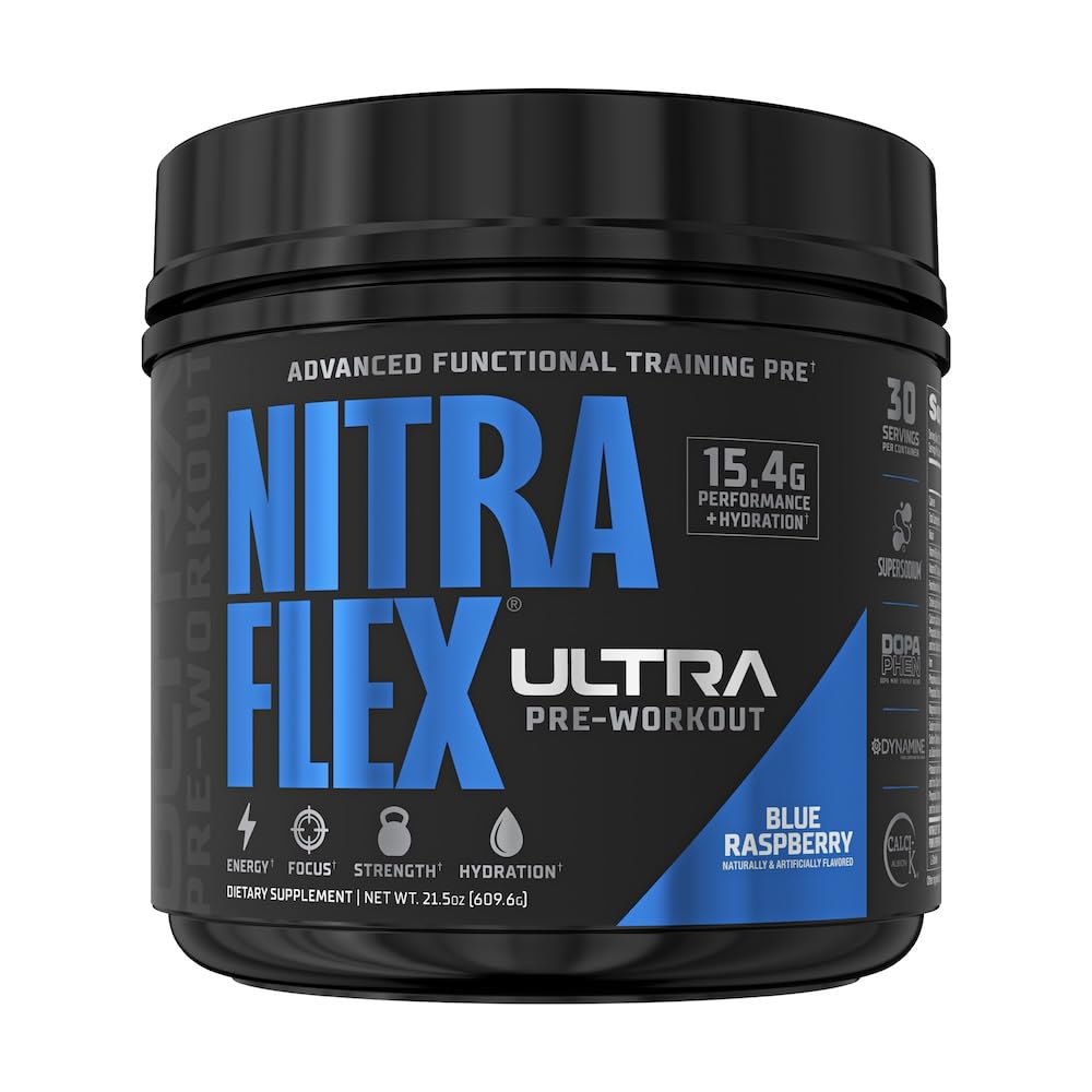 GAT SPORT Nitraflex Ultra Pre-Workout Supplement (30 hizmet, Blue Raspberry)