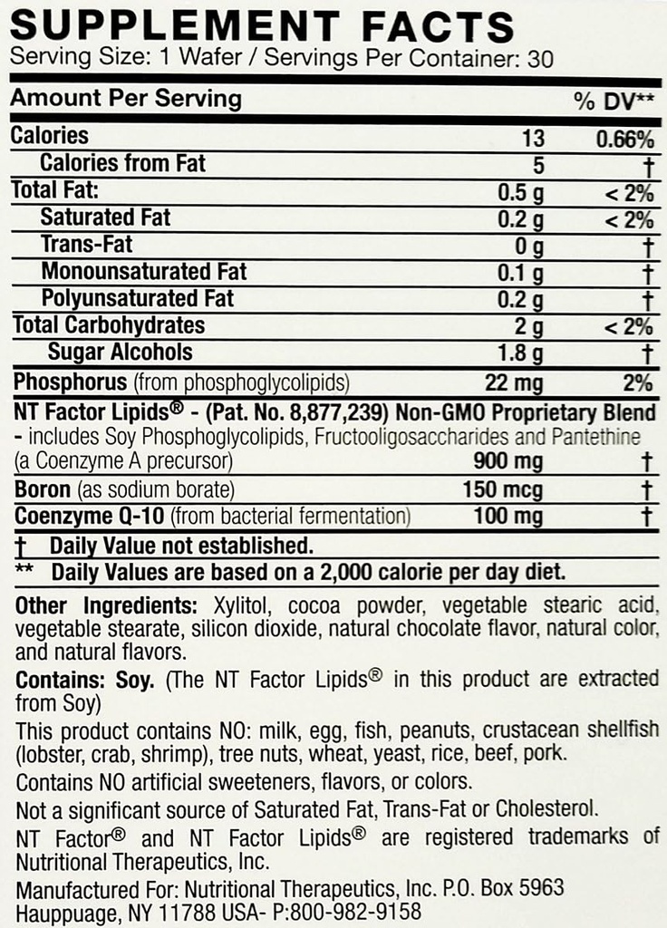 Beslenme tedavileri - CoQ10 100 MG 30 Chewable Wafers Chocolates ile NT Faktörü