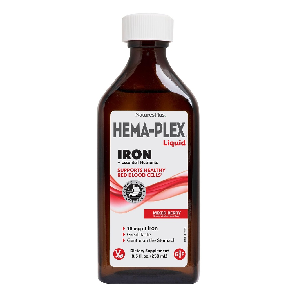 NaturesPlus Hema-Plex Liquid Iron, Karma Berry - 8.5 oz - Iron & Essential Nutrients - Vegan, Gluten Free - 25 Hizmet