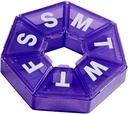 EZY DOSE Haftalık Pill Organizer, Tıp Kutusu ve Vitamin Planlayıcı, Seyahat Pill Planlayıcı, Portatif Depolama, 7Sided, Mor, Ted Free
