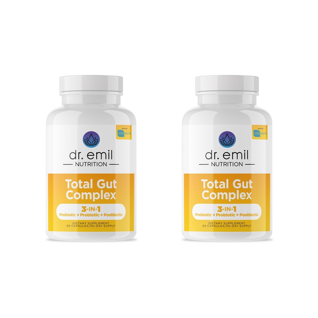DR. EMIL NUTRITION Total Gut Health Complex - Prebiyotik + Probiyotik + Postbiyotik Gut Health Supplements for Women and Men - Probiyotiks for Digestive Health & Gut Health, 120 Capsules