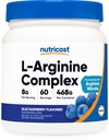 Nutricost L-Arginine Complex (Mavi Raspberry, 60 Hizmet) - Gluten Free, Non-GMO