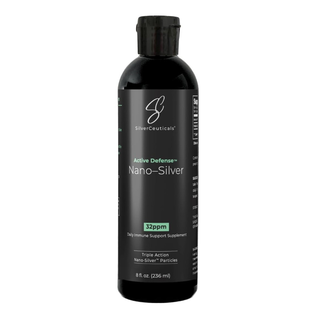 Colloidal Silver w/Nano Teknolojisi - 32ppm 8oz - 8X Daha Etkili - Doğal Immune Desteği - Hasta Günlerini Kurtar - 5 & Up - Outperforms Higher PPM Silvers - No Taste & Chicken - 3rd Parti Tested
