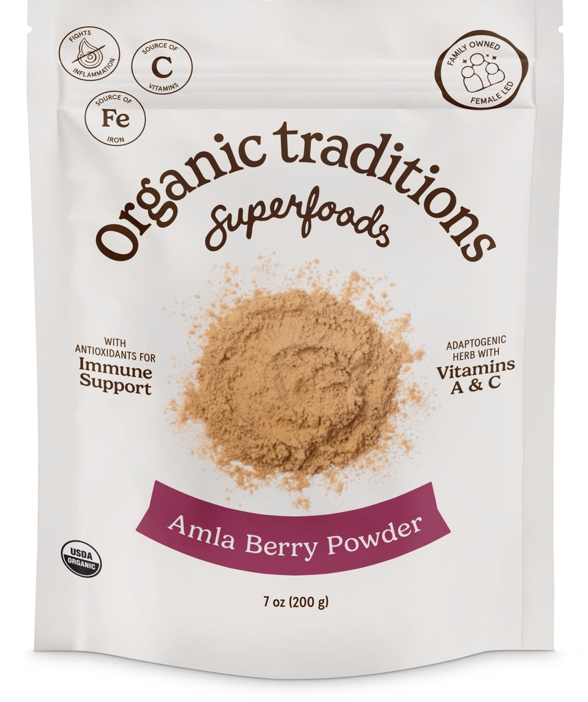Organik Gelenekler Organik Amla Berry Toz, Tozlu Amla Indian Gooseberry, Non-GMO Organik Tozlu Meyve Superfood, 7oz (200g) Bag