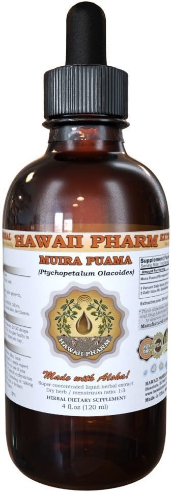 HawaiiPharm Muira Puama Sıvı Ekstraksiyon, Organik Muira Puama (Ptychopetalum Olacoides) Tincture Supplement 2 oz