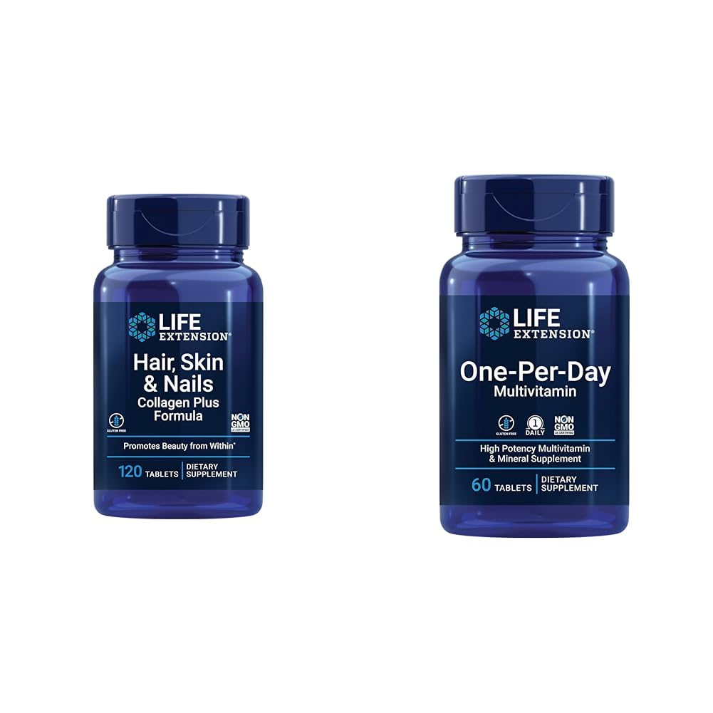 Life Extension Hair, Skin & Nails Collagen Plus Formula with Multivitamin - 120 Kont & 60 Tablet