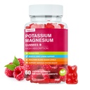 Potasyum Magnezyum Gummies - Yüksek Aborpsiyon Glycinate & Pyum Citrate Plus Coenzyme Q10, DHA, D3, Mineral & Kalsiyum Zzz, Leg Cramps & Kas - 60 Raspberry Gummies