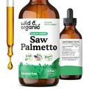 Wild & Organic Saw Palmetto Tincture - Saw Palmetto Erkekler ve Kadınlar için Tamam - Sıvı Toz Esaslı Drops - Serenoa Repensummer - Vegan, Sugar & Alkol-Free - 4 fl ozz