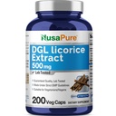 NusaPure DGL Licorice Ekstra 500 mg 200 Veggie Capsules (Vegan,Non-GMO)