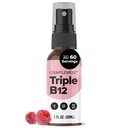 Complement Vegan Vitamin Triple B12 Sıvı yapıştırıcısı- 1500 mcg Mix (60 Hizmet) Raspberry Flavor- Geliştirilmiş Abors, Energy, Mood, Nervous System, Kids Function for Kids & Yetişkinler