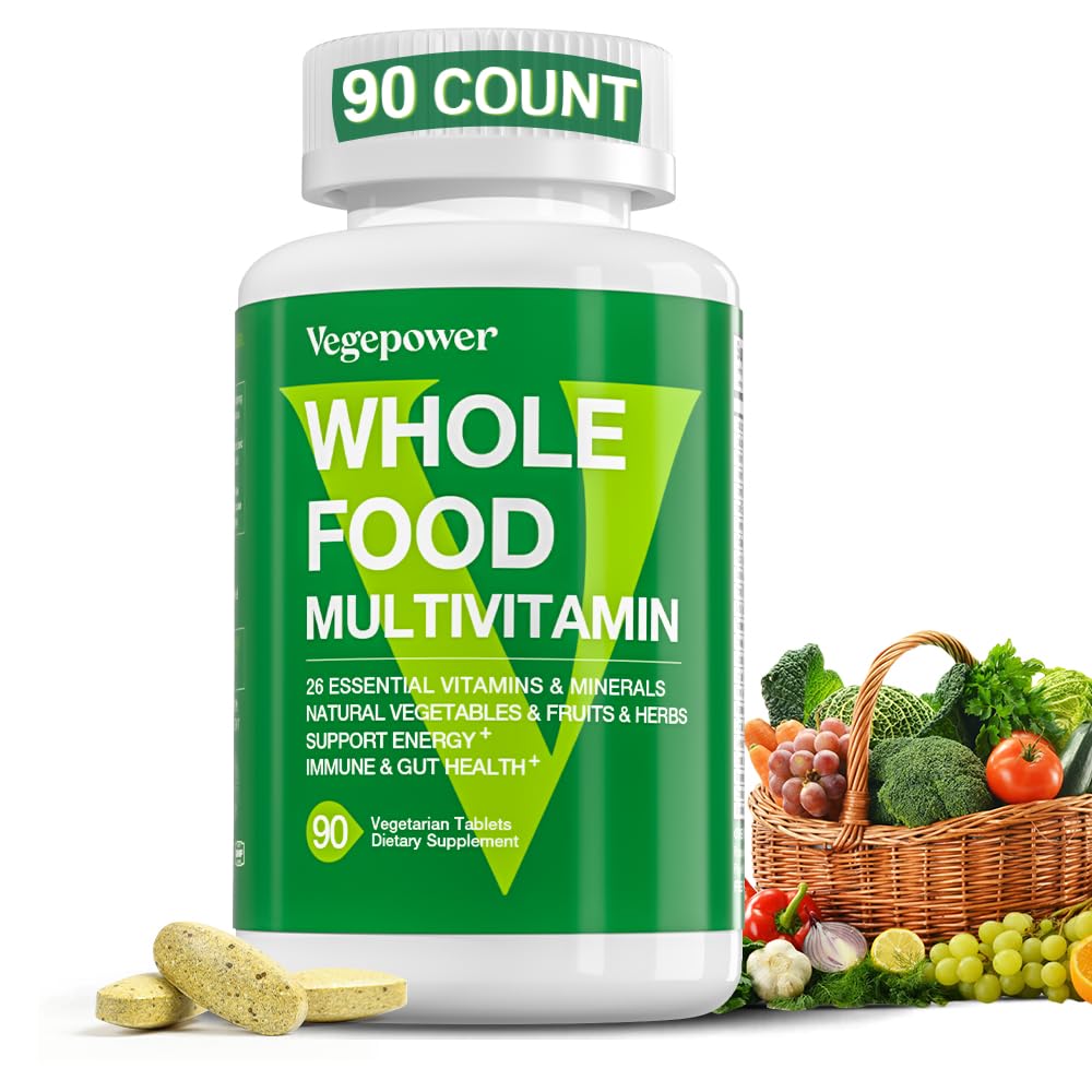 Vegan Whole Food Multivitamin with Iron, Daily Multivitamin for Men and Women, Me-Complex, Meyveler ve Sebzeler, Enzymes, Omegas, Mushroom, Non-GMO, 90 Count