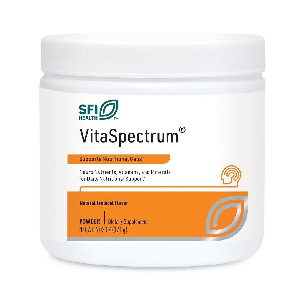 Klaire Laboratuvarları SFI Health VitaSpectrum Toz - Çocuk Multivitamin/Mineral with 23 Essential Nutrients, Tropikal Flavor for Kids, No Copper, Iron, Gluten or Casein (171 G / 30 Hizmet)