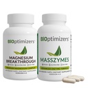 BiOptimizers Magnezyum 4, (60 Capsules) & MassZymes 4.0, (250 Capsules) - Doğal Uyku, Beyin ve Digestive Health Support Supplement Sche
