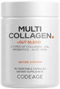 Kodage Multi Collagen + Gut Comb - Digestive Probiyotiks, DGL Licorice, Aloe Vera, Organik Peppermint Leaf, Terpery Elm - Hydrolyzed Bovine Collagen Pills - Non-GMO - 90 Capsules