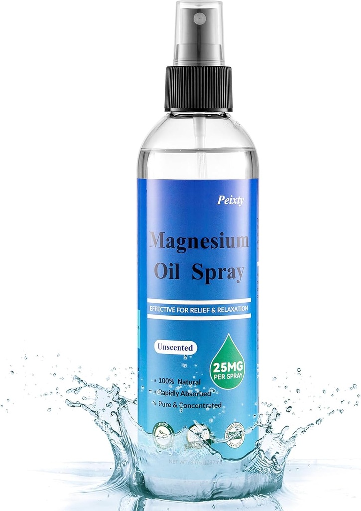 100 Saf Yağlı Kombine,8 fl oz,Less Itchy, Topical Magnezyum Oil for Feet, Magnezyum Chloride from Ancient Zechstein Seabed, Without Scenteded