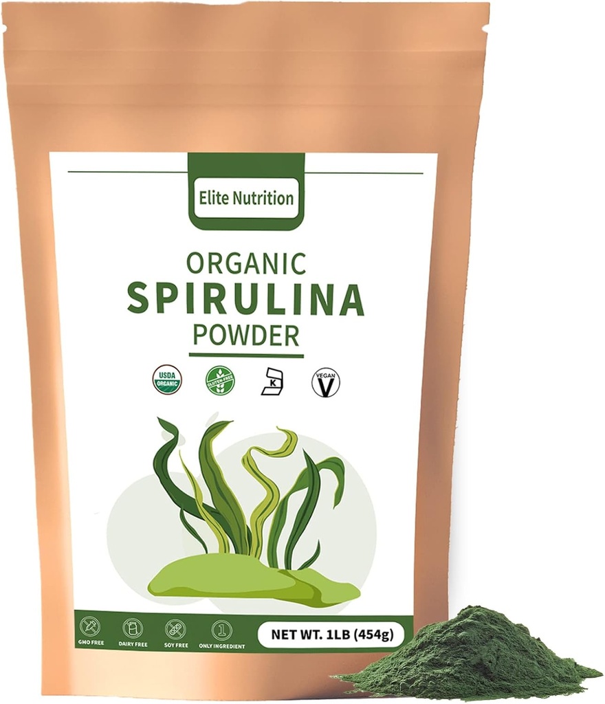 Organik Spirulina Toz, Non-GMO, USDA sertifikalı, Green Superfood Boosts Energy, Protein, Mineraller, Antioksiler ve Vitaminler, 1 lb