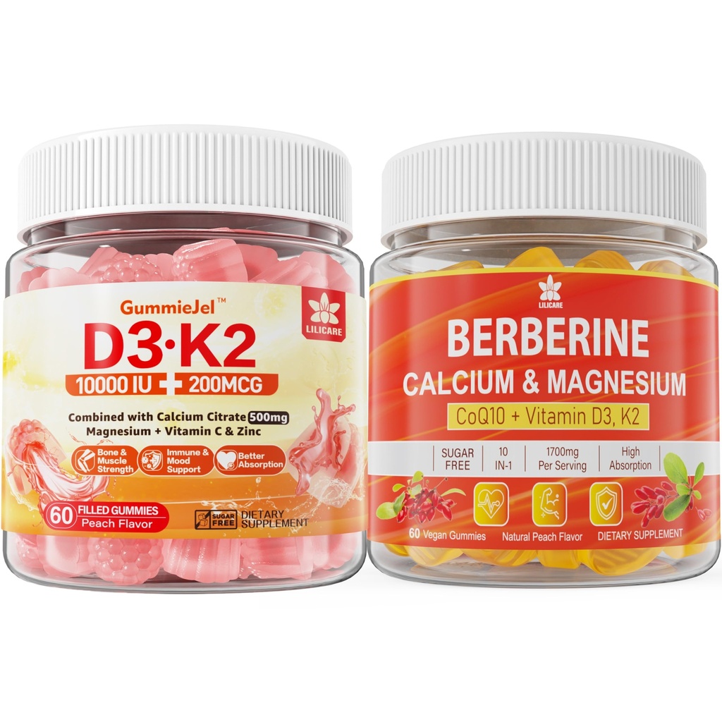 Sugar-Free Vitamin D3 K2 Gummies withuba, Magnezyum Citrate, C + Berberine Supplement Gummies, Liposomal Berberine & Berberine HCI, Kalsiyum, Magnezyum, Magnezyum CCI, Citrate, C + Berberine Supplement Gummies, Liposomal Berberine & Berberine HCI ile