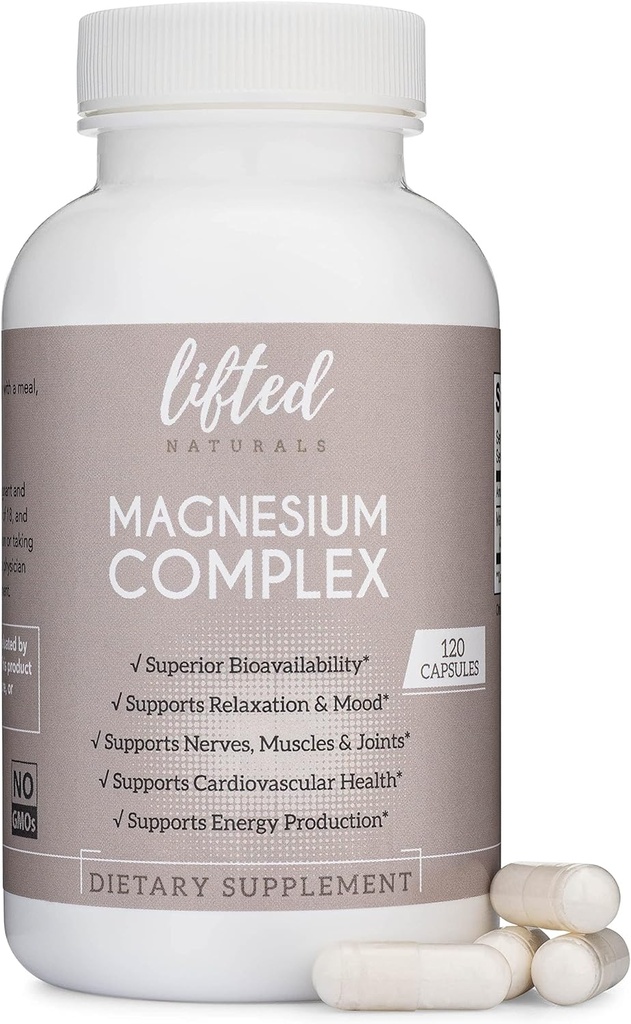Magnezyum Kompleksi - Doğal Magnezyum Supplement w / Bisglycinate, Malate, Taurate - 120 Capsules - Bio available Magnezyum Formula for Mood, Sleep, Energy Support*