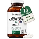 PRISTINE'S Tinatine Monohidrat Capsules for Women & Men - NSF sertifikalı 75 Day Supply 3 Kretine Pills for Women - Cognitive & Athletic Performance Support - Geliştirilmiş Recovery Glass Şişe