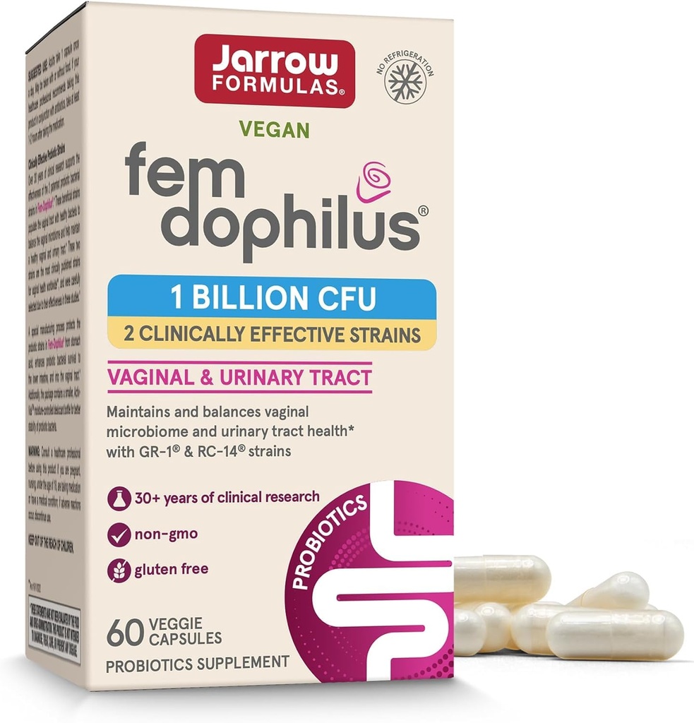 Jarrow Formulas Fem-Dofilius - 1 Milyar Organizmleri Odada - 60 Veggie Capsules - Kadın Probiyotik - Urinary Tract Health - 60'a kadar