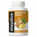 STAY ALIVE Pure Ginger Root Capsules 1000 mg, 10:1 Ekstra Gingerols, 120 Pills, Ekstra Güçlü Kök Toz, Vegan, Non-GMO ve Gluten-Free Ginger Supplement