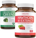 Super Greens & Hawthorn Extract (3-Month Supply) Super Berry Organik Super Greends Toz - Tamam Superfood & Hawthorn 4:1 Extract - High Strength Extract (180 Capsules)