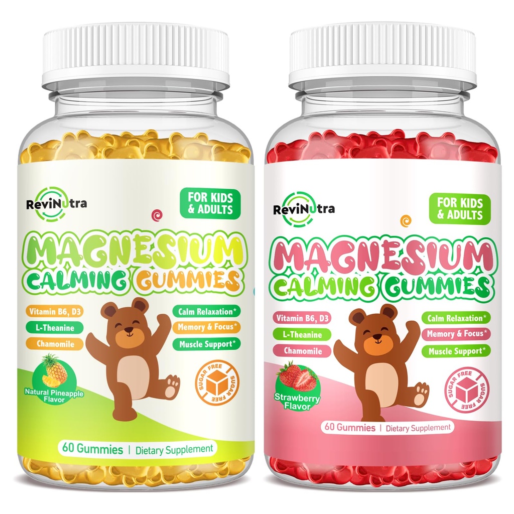 Çocuklar ve Yetişkinler için 2 Pack Magnezyum Gummies - Magnezyum Glycinate Kompleksi