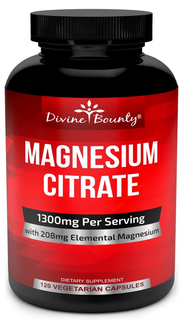 Pure Magnezyum Citrate Capsules - 1300 mg Supplement Magnezyumal Magnezyumal - 120 Vegetarian Capsules
