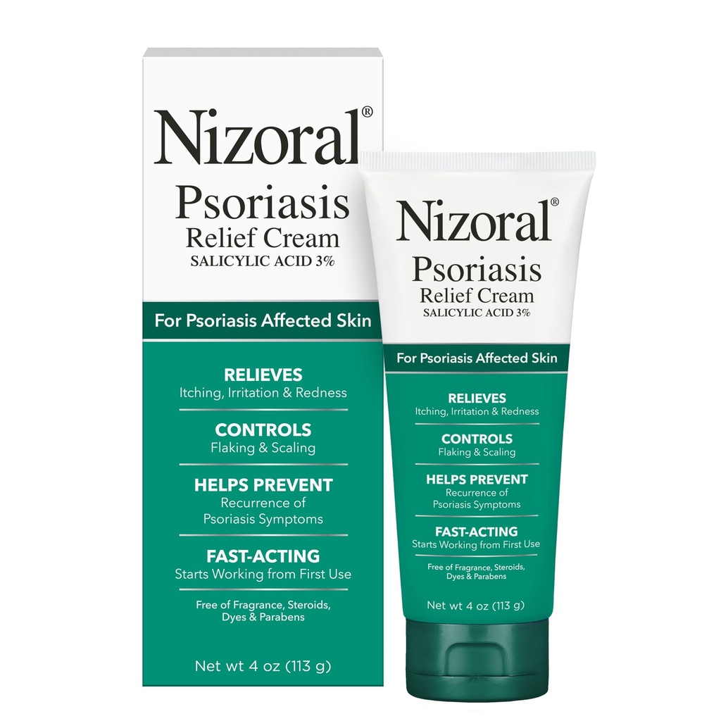 Nizoral Psoriasis Relief Cream- Relieves Itching, Irritation & Redness ve Controls Flaking ve Scaling with maximum Strength Medicine (Salicylic Acid 3), 4 Fl Oz Oz