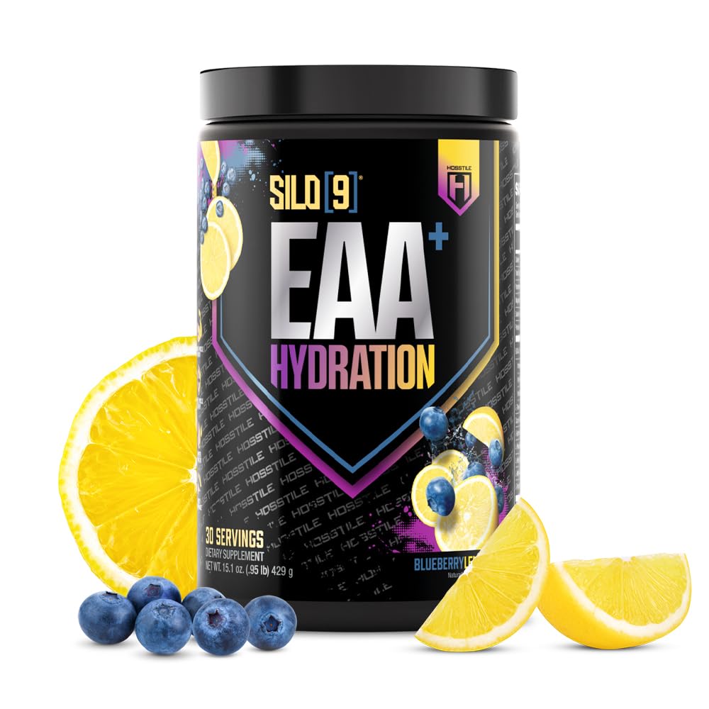HOSSTILE SILO[9] Temel Amino Asitler, EAA & BCAA Toz, Electrolyte Hydration Support, Advanced Muscle Growth & Recovery, Pre or Post Workout Drink, Blueberry Lemonade, 30 Hizmetler
