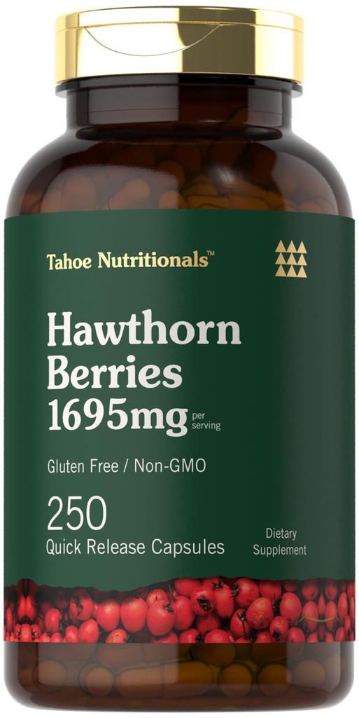 Tahoe Beslenmeleri Hawthorn Berry Capsules | hizmet başına 1695 mg | 250 Count | Kadınlar ve Erkekler için Türleme Tamamı | Gluten Ücretsiz Ekstraksiyon