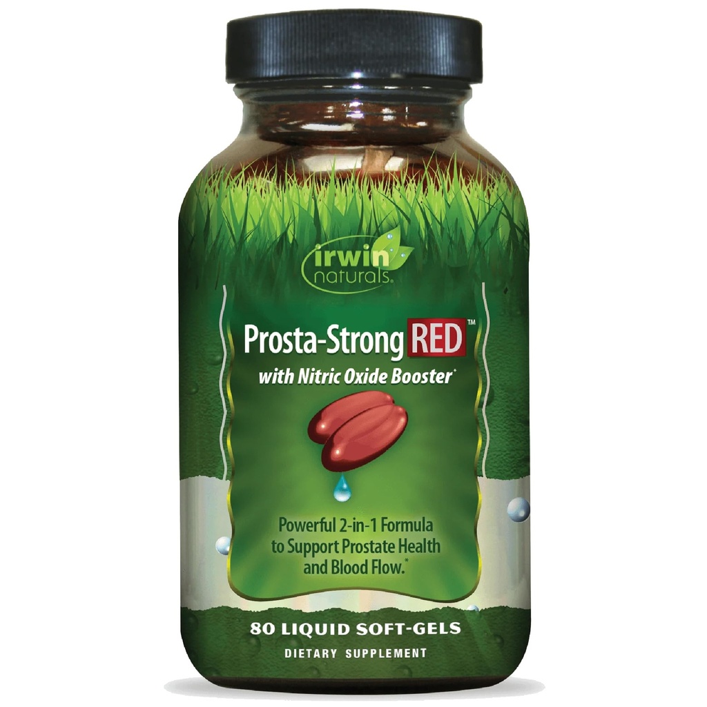 Irwin Naturals Prosta-Strong RED ile Nitrik Çimento Sistemleri, Saw Palmetto, Lycopene, Riley Seed & More - Prostate Health Supplements for Men - 80 Liquid Soft-Gels