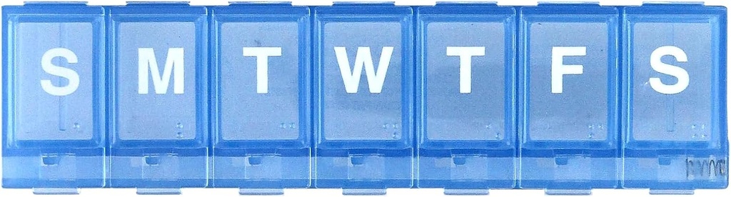 EZY DOSE Weekly (7-Day) Pill Planlayıcı, Tıp Davası, Vitamin Organize Kutu, Güvenli Reçeteli İlaçlara Karşı Küçük Kilitleme ve Kazalı Spilling, Blue