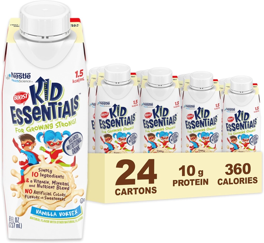 BOOST KID ESSENTIALS 1.5 Çocuklar için Beslenme İçme, Vanilla Vortex, 24 Count