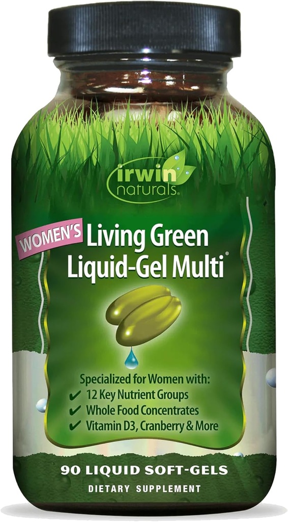 Irwin Naturals Women's Living Green Liquid-Gel Multi - 120 Liquid Softgels - 70 Essential Nutrients, Vitamins & Minerals içerir