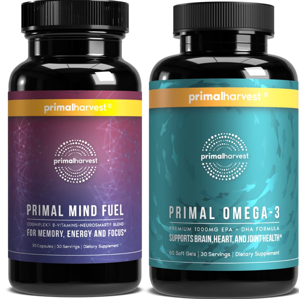 Primal Harvest Mind Yakıt & Omega 3 Kadınlar ve Erkekler Balık Yağ Kapsülleri ve Zihin Yakıt Beyinleri