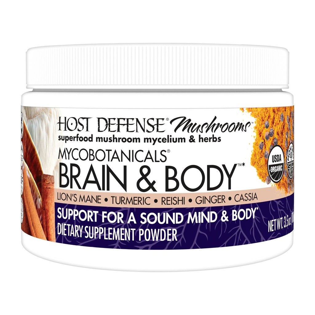 Host Defense MycoBotanicals Brain & Body* Toz – Digestive & Immune Support Supplement with Lion's Mane & Reishi Mushroom - Brain Supplement to Support Memory & Focus - 3.5 oz (33 Hizmetler)*